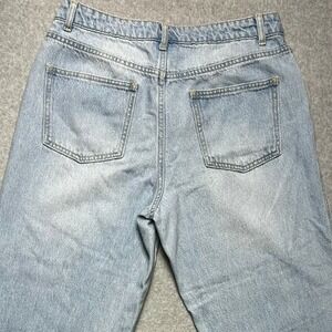 Future Collective Jeans Womens 8 Blue Wide Leg Raw Hem Light Wash Denim